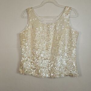 Emily Spencer Vintage 90's Yellow Sequin Crop Tank Top Size 2P